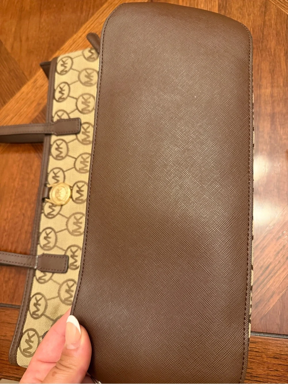 Michael Kors Brown Monogram Logo Canvas Tote Bag with COA